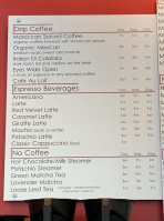 Ovation Coffee Tea menu