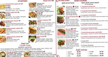 Pho Yo Vietnamese Cuisne menu