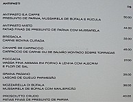 Armani Caffe menu