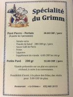 Le Grimm menu