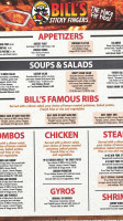 Bill's Sticky Fingers menu