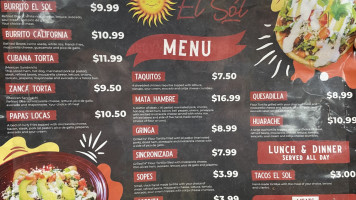 Antojitos Mexicanos El Sol menu