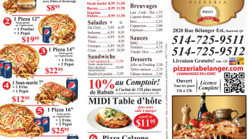 Belanger Pizzeria menu