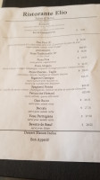 Elio Pizzeria menu