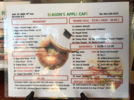 Seasons Apple Cafe menu