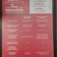 Tim Hortons menu