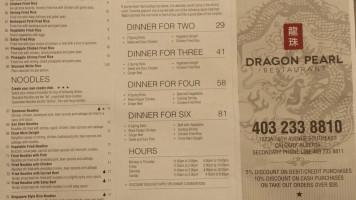 Dragon Pearl Restaurant menu