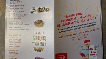 Machu Pollo menu