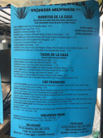 Azul Tequila Taqueria menu