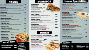 Dos Amigos Mexican menu