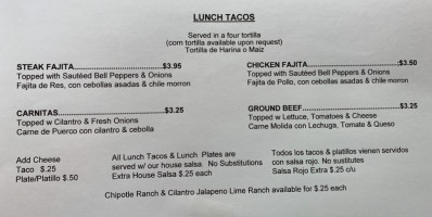 Dia De Los Tacos menu