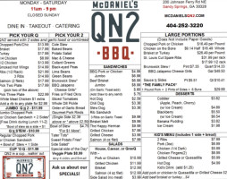 Mcdaniel's Qn2 menu