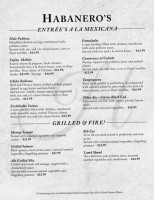 Habanero's Mexican Tubac Arizona menu