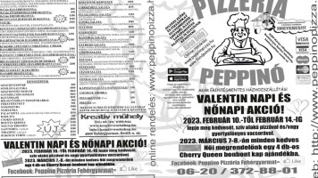 Peppinó Pizzéria menu