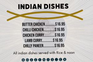 Bozzini's Greek, Indian, Italian menu
