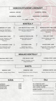 Pancha Skybar Žilina menu