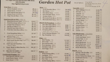 Garden Hot Pot menu