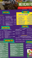 Casa Don Luis Tex-mex menu