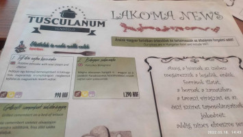 Tusculanum Vendéglő menu