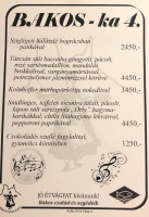 Bakos Attila Kisvendéglője menu