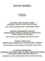 Bistro Barbes menu