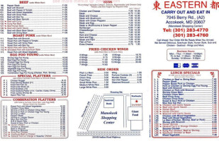 Eastern menu