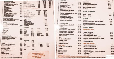 Shannon's Place menu