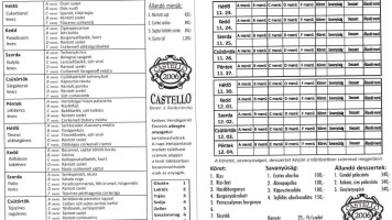 Castello Étterem és Rendezvényház menu