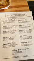District Dumplings menu