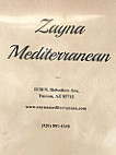 Zayna Mediterranean menu