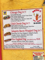 Moms Hot Dogs menu