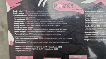 Porky Hungary (kistarcsa) menu