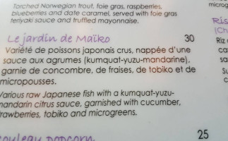 Maiko Sushi Des Sources menu