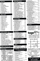 Togo Plus Sushi menu