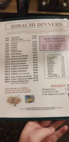 Samurai Japanese Steakhouse menu