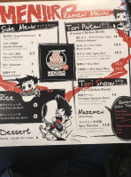 Menjiro Ramen menu