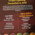 Spice Affair Indian Cuisine menu