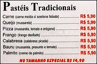 Pastel da Praça menu