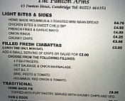 The Panton Arms menu