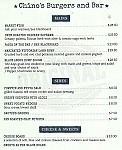 Chinos Bar and Restaurant menu