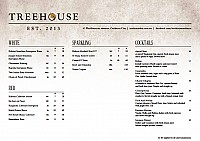 Treehouse Bar menu