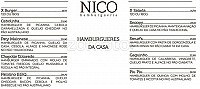 Nico Hamburgueria menu
