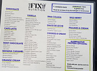 The Fix Nutrition menu