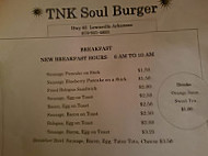 Tnk Soul Burger menu