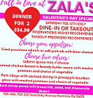 Zala's Cafe menu