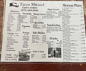 Tacos Mirasol Restaurant menu