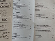 Rincon Santaneco menu