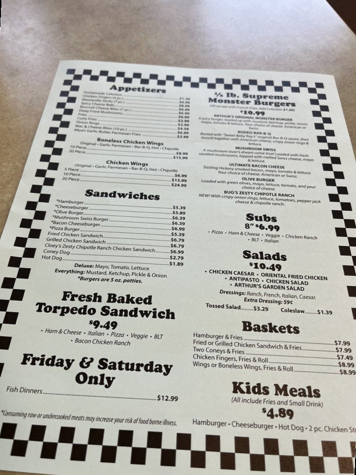 Arthur's Pizzeria from New Lothrop Menu