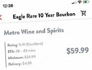 Metro Wine Spirits menu