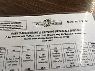 Paba's menu